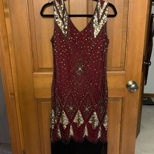 Burgundy sz M Flapper dress
